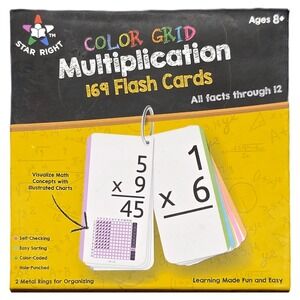 Star Right Color Grid Multiplication Flash Cards 169ct‎ Math Tool EUC